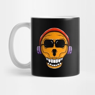 Skull head using headphone Mug